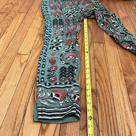 Farm Rio Green Floral Palm Tree Print Casual‎ Pants Size PP - Picture 7 of 9